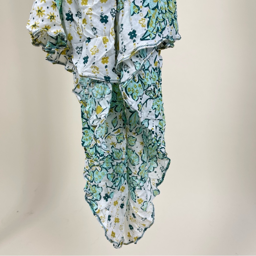 Poupette St. Barth Printed V Neck Maxi Dress Island Tropical Green White Floral - Picture 3 of 4